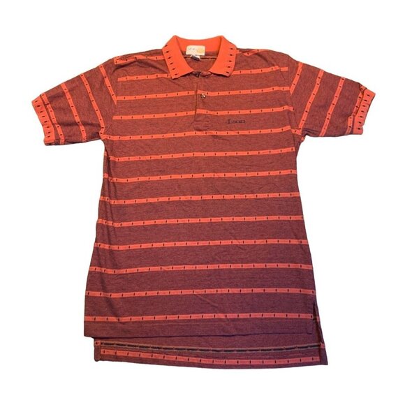 Vintage 90s IZOD Club Coral Brocade Polo Shirt Small - Picture 1 of 6